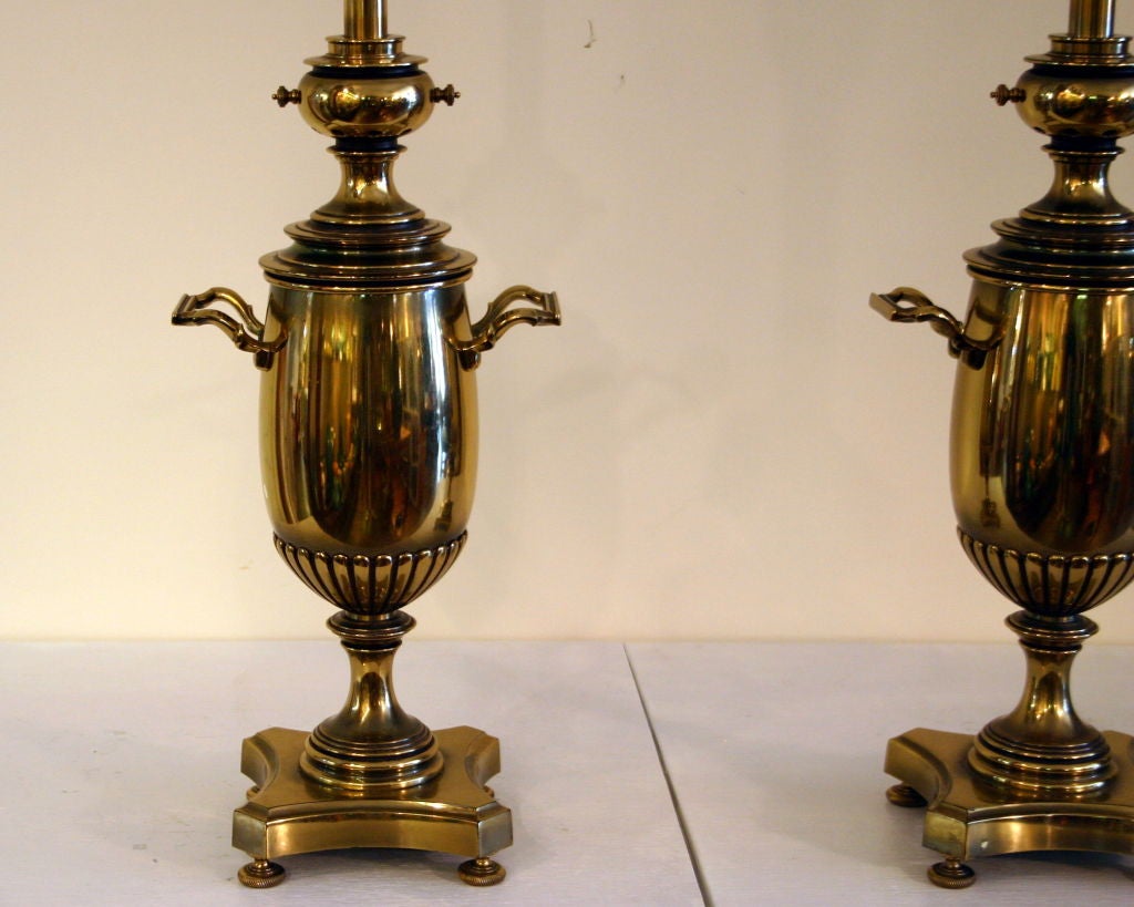 Neoclassical Pair Vintage Brass Stiffel Lamps