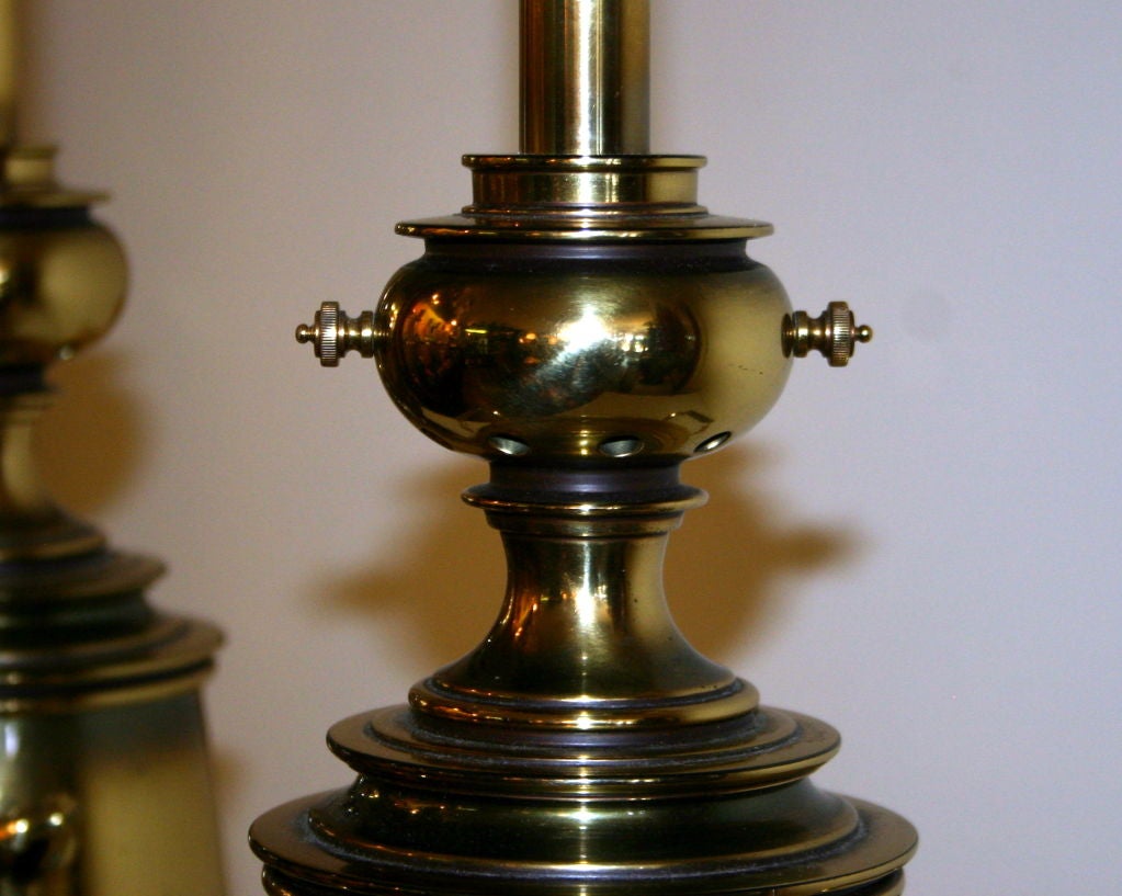 Mid-20th Century Pair Vintage Brass Stiffel Lamps