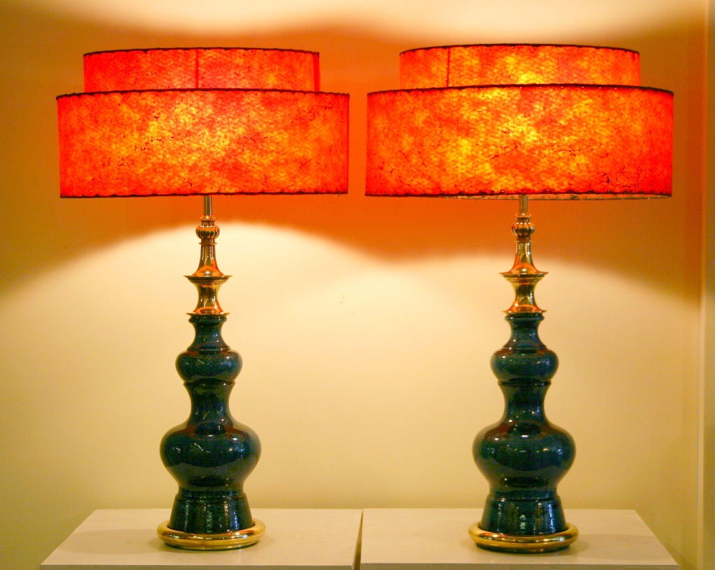 American Pair of Vintage Stiffel Pottery Lamps