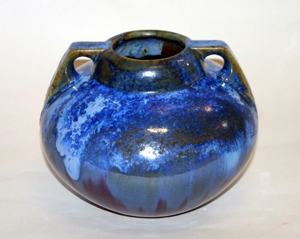American Fulper Vase with Blue Crystalline Glaze