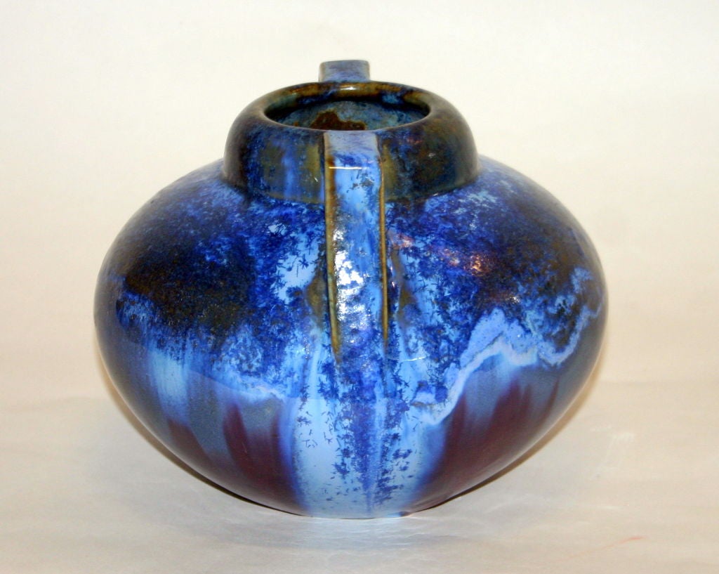 Fulper Vase with Blue Crystalline Glaze In Excellent Condition In Wilton, CT