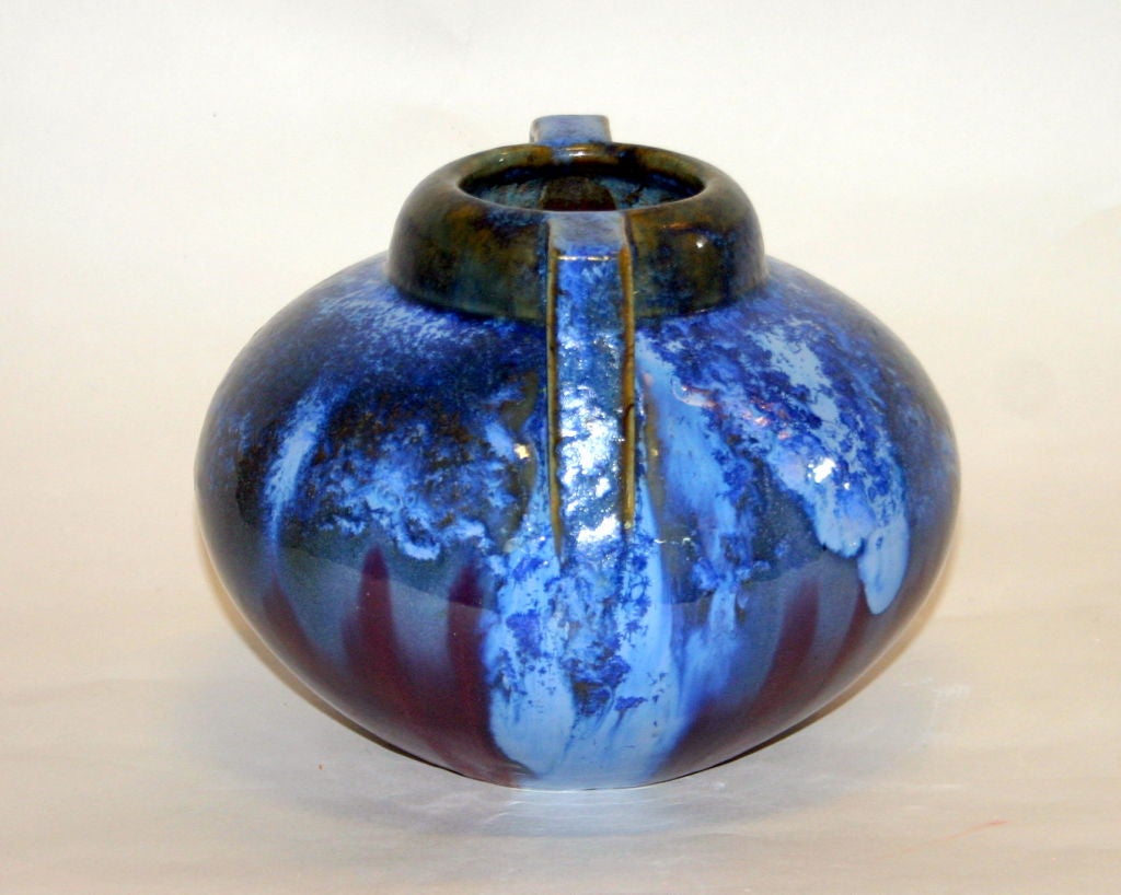 20th Century Fulper Vase with Blue Crystalline Glaze