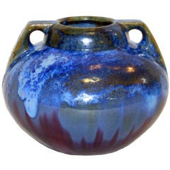 Antique Fulper Vase with Blue Crystalline Glaze