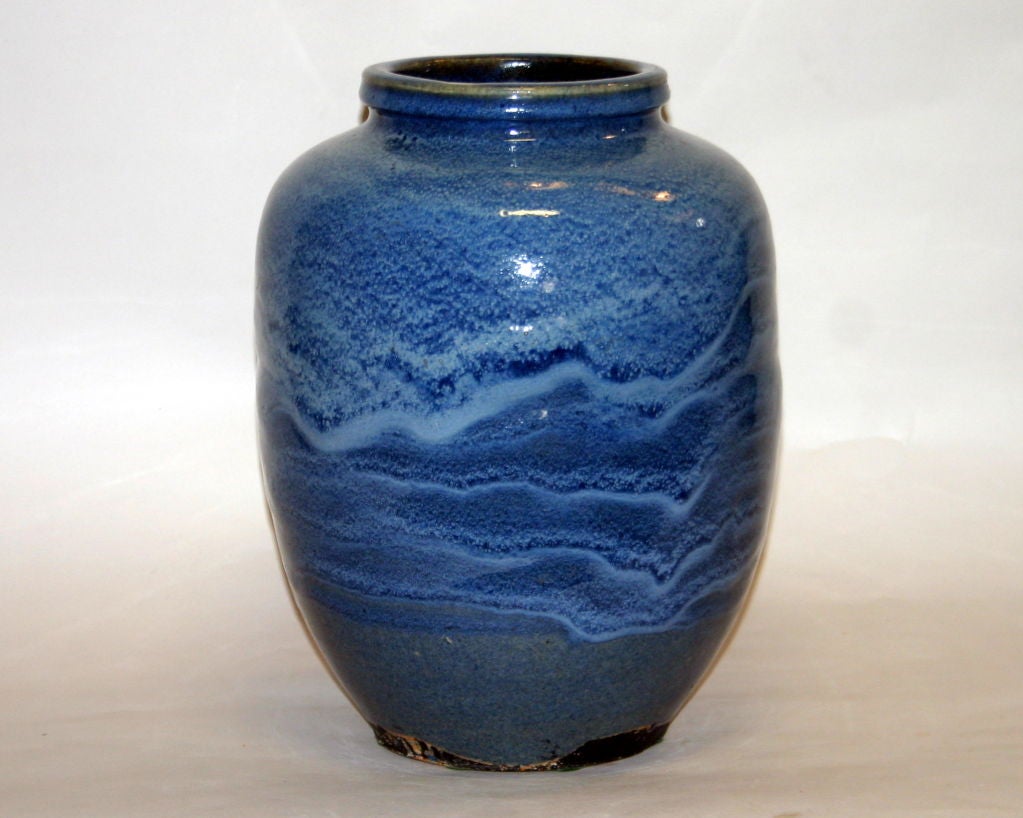 Vase from the Shigaraki Valley kilns with rare, frothy Namaco glaze developed by Tanii Naokata or 