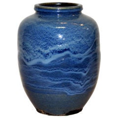 Shigaraki Vase with "Blue Souffle" Glaze