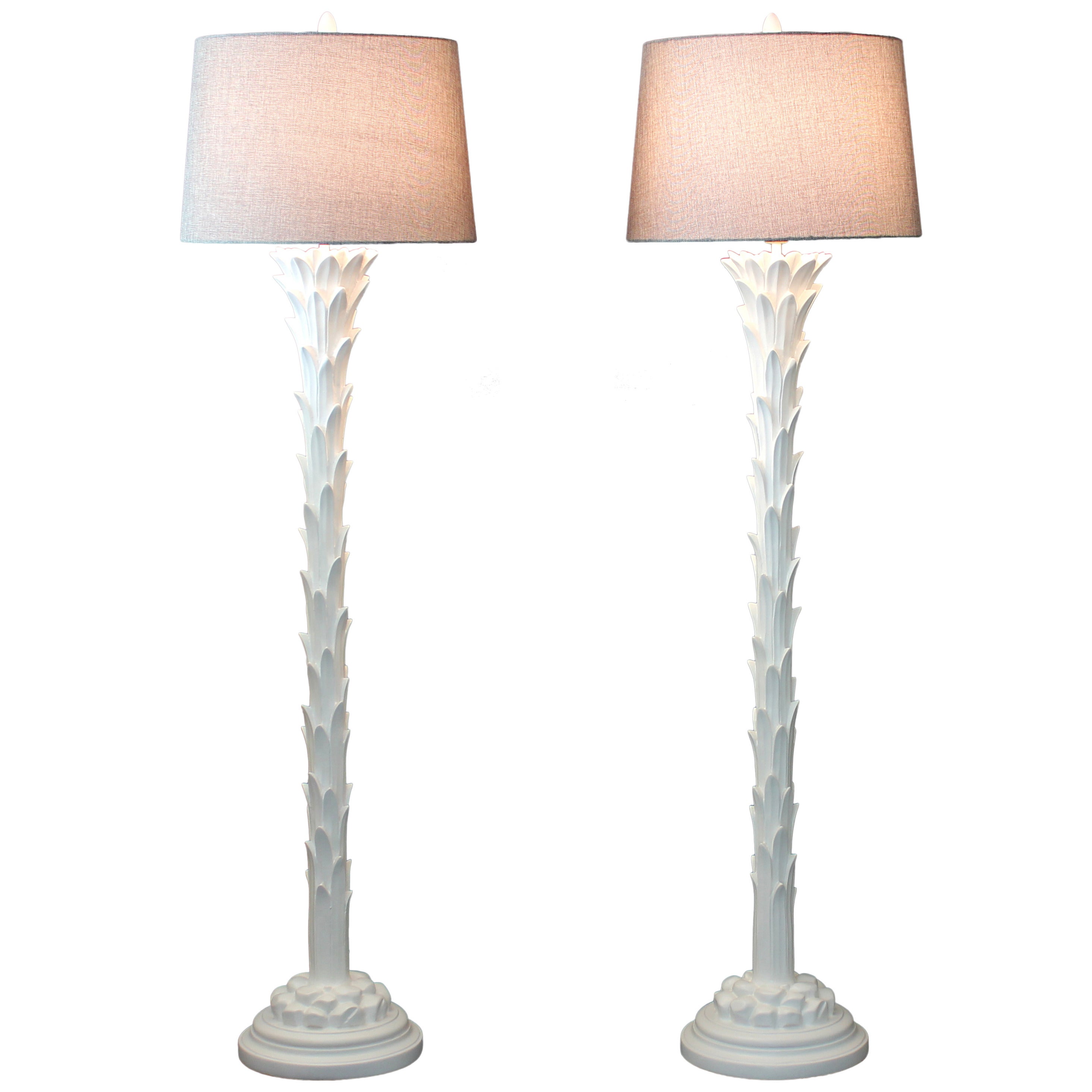 Pair of Chapman Serge Roche Art Deco Style Palm Tree Floor Lamps