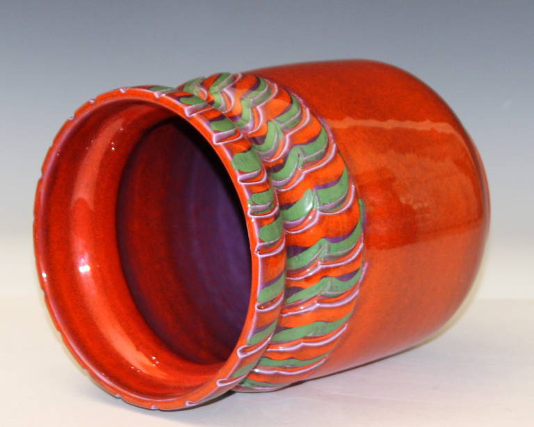 Mid-20th Century Vintage Italian Art Pottery Hot Orange Bellini for Raymor Vase