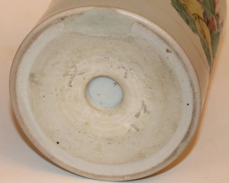 18th Century and Earlier Antique Chinese Kangxi Porcelain Famille Verte Brush Pot Bitong