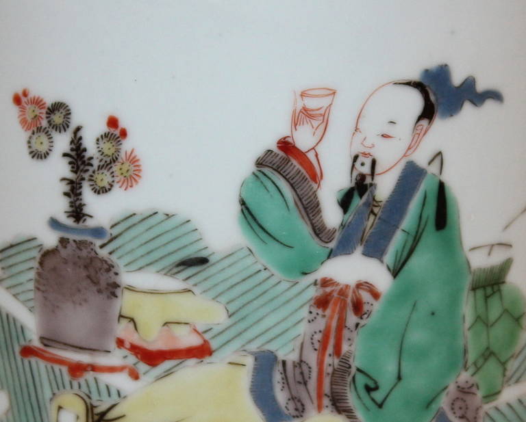 Antique Chinese Kangxi Porcelain Famille Verte Brush Pot Bitong 2