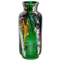 Vintage 1960s Italian Art Pottery Volcanic Lava Vase Alvino Bagni for Raymor