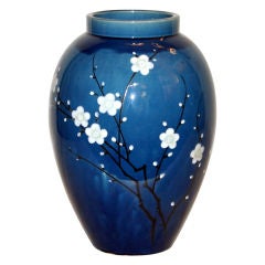 Large Awaji Vase with Cherry Blossoms