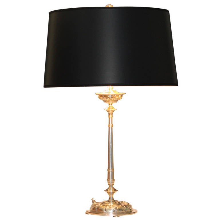 Vintage French Art Deco Silvered Bronze Candle Lamp at 1stdibs