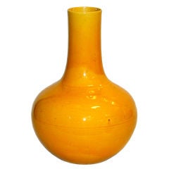 Chinese Porcelain Vase in Straw Yellow Monochrome Glaze