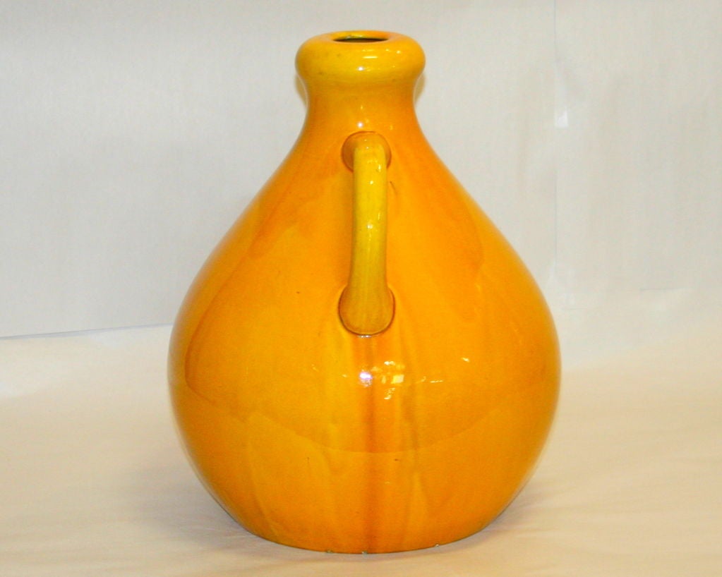 Large Yellow Majolica Burmantofts Vase In Good Condition For Sale In Wilton, CT