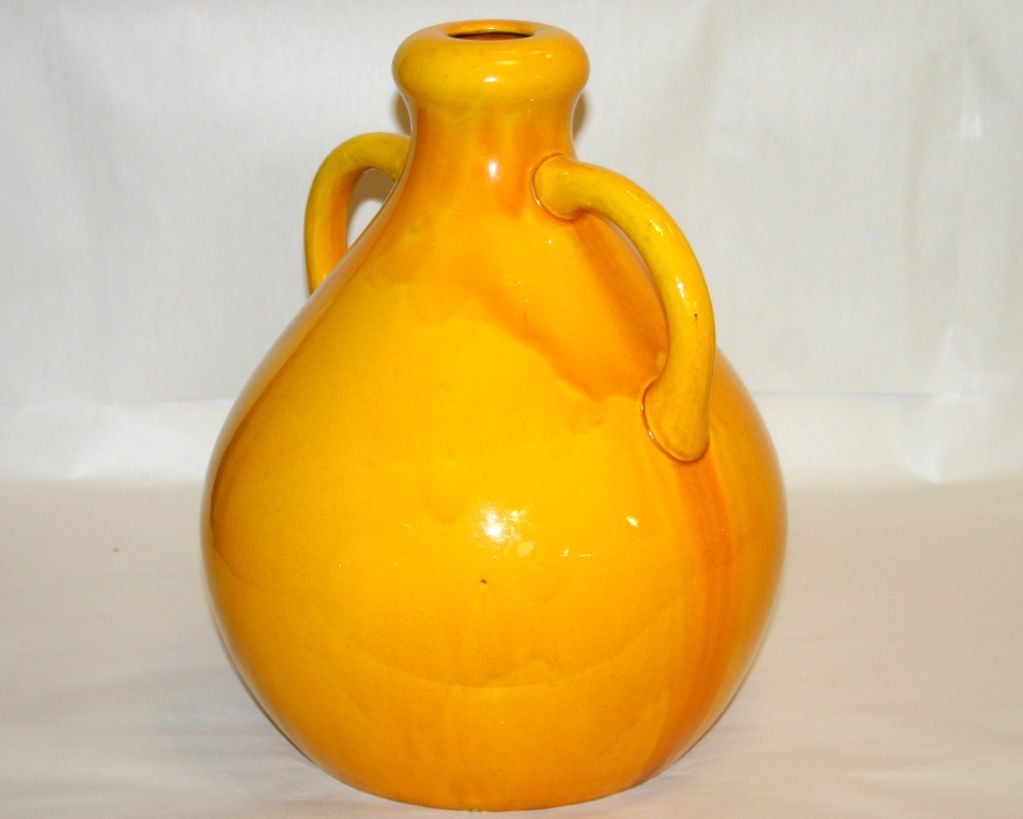 Large Yellow Majolica Burmantofts Vase For Sale 5