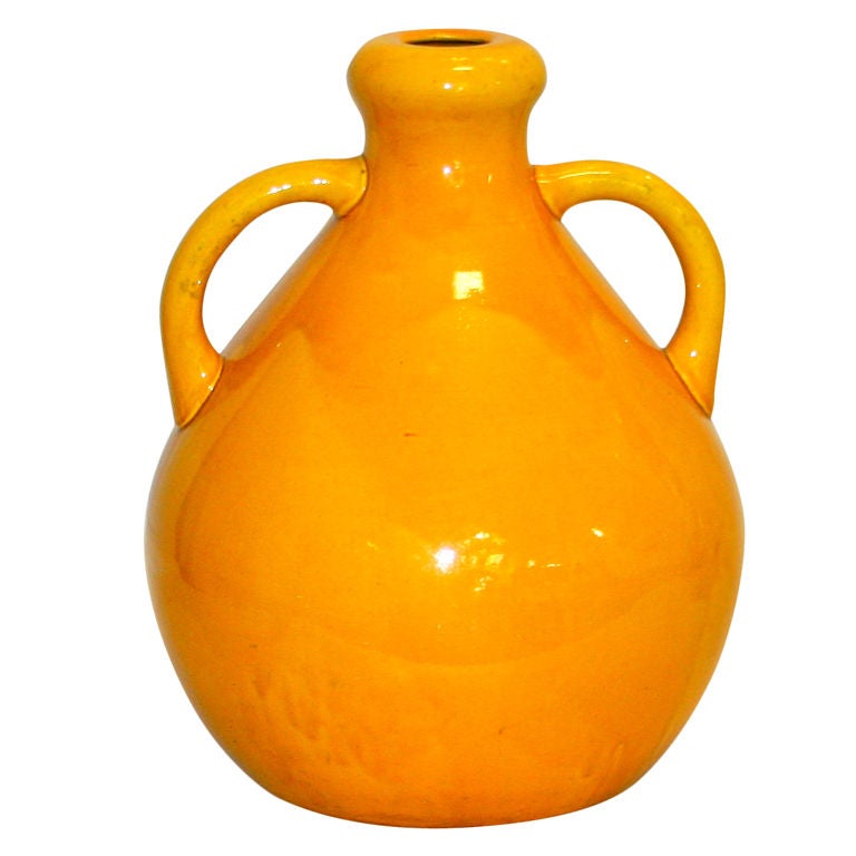 Large Yellow Majolica Burmantofts Vase For Sale