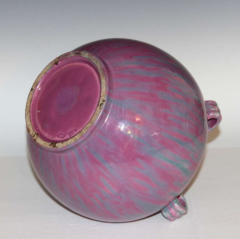 Awaji Pottery Pink Flambe Vase In Excellent Condition In Wilton, CT