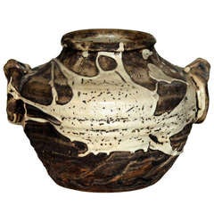 Awaji Stoneware Vase with Splashed Glaze