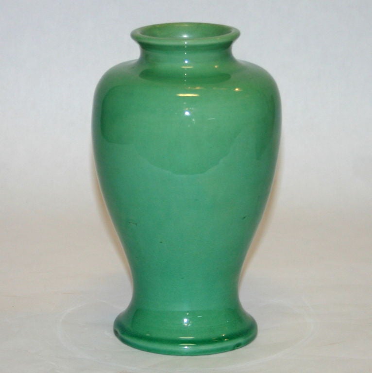 Japanese Awaji Pottery Sea Green Vase For Sale