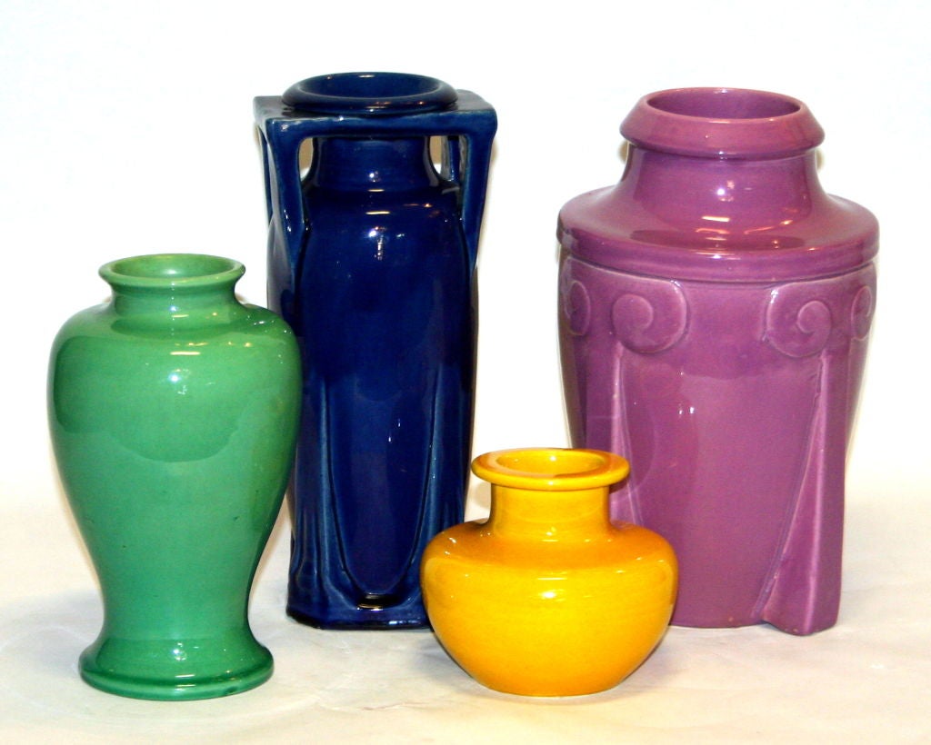20th Century Awaji Pottery Sea Green Vase For Sale