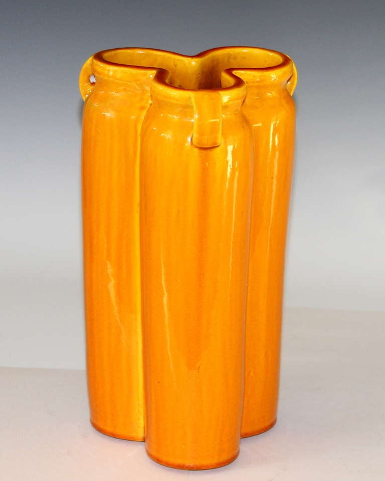 Japanese Awaji Triple Form Yellow Vase