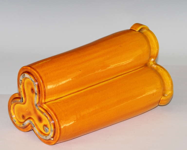 Awaji Triple Form Yellow Vase In Excellent Condition In Wilton, CT