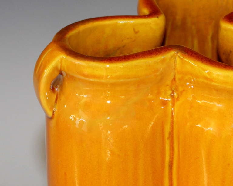 20th Century Awaji Triple Form Yellow Vase