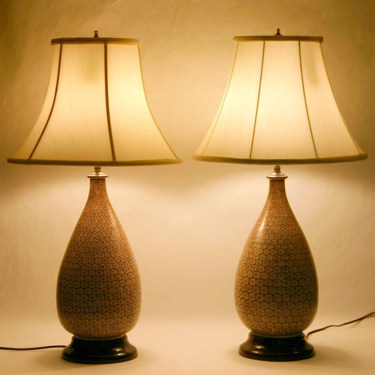 Pair Antique Kutani Lamps 6