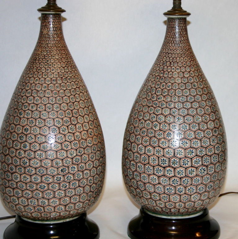 19th Century Pair Antique Kutani Lamps