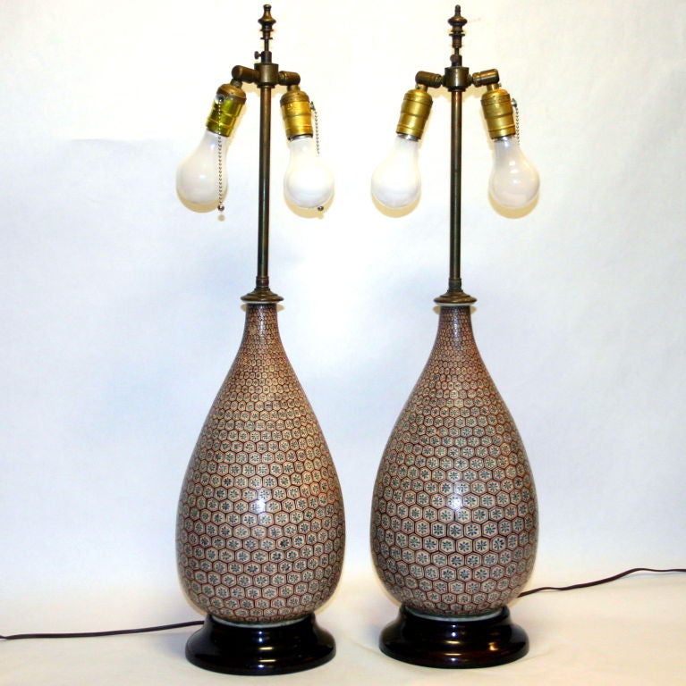 Pair Antique Kutani Lamps 1