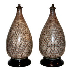 Pair Antique Kutani Lamps