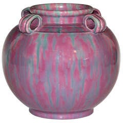 Awaji Pottery Pink Flambe Vase