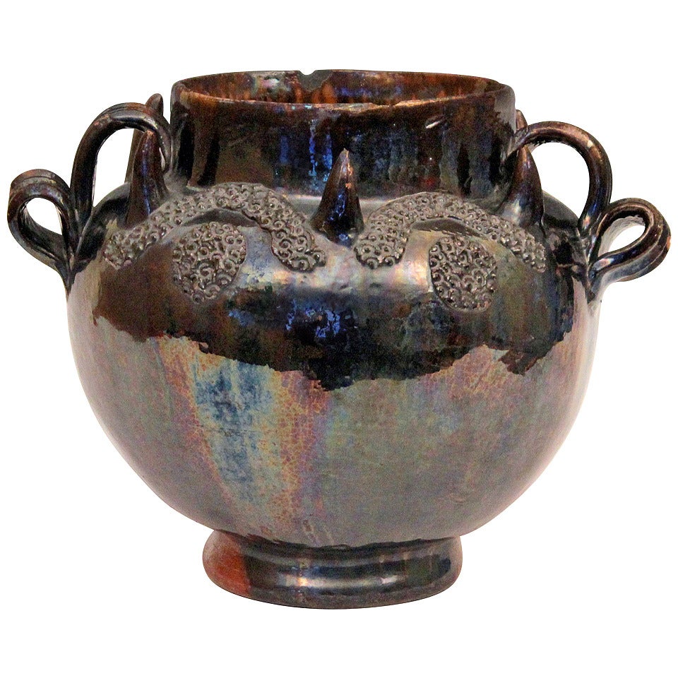 Antique Mexican Spanish Colonial Pottery Redware Pulque Bowl at 1stdibs