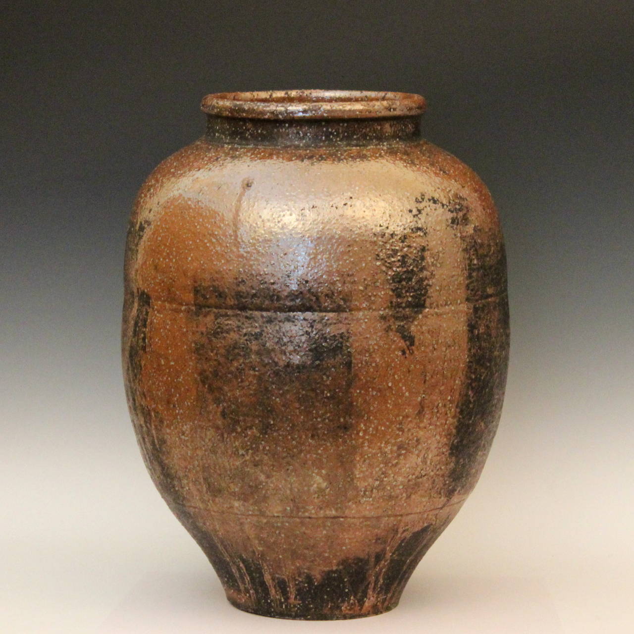 20th Century Antique Japanese Shigaraki Folk Art Pottery Mingei Storage Jar Vase and Cover