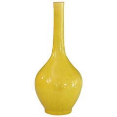 Antique Kyoto Bottle Vase in Chrome Yellow Glaze