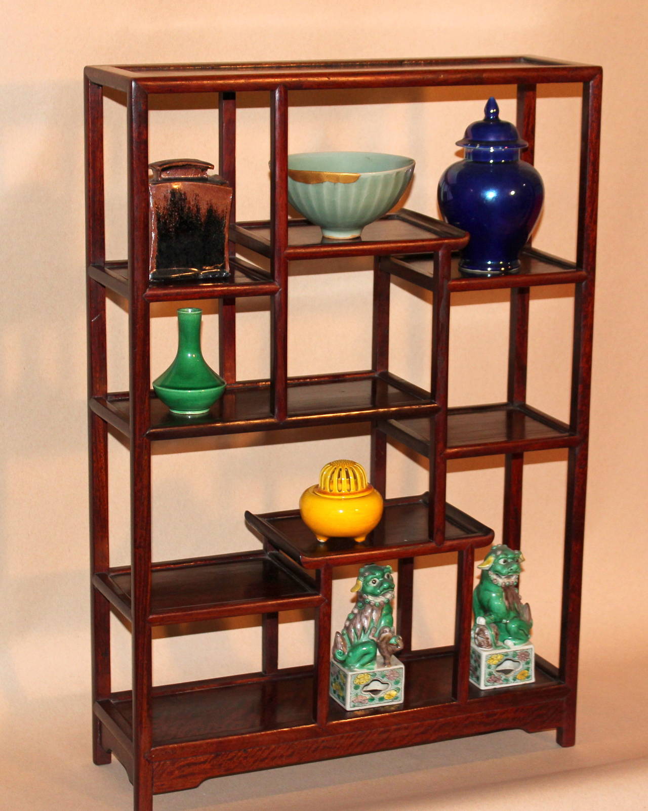 Vintage Chinese Rosewood Table Top Display Shelf 2