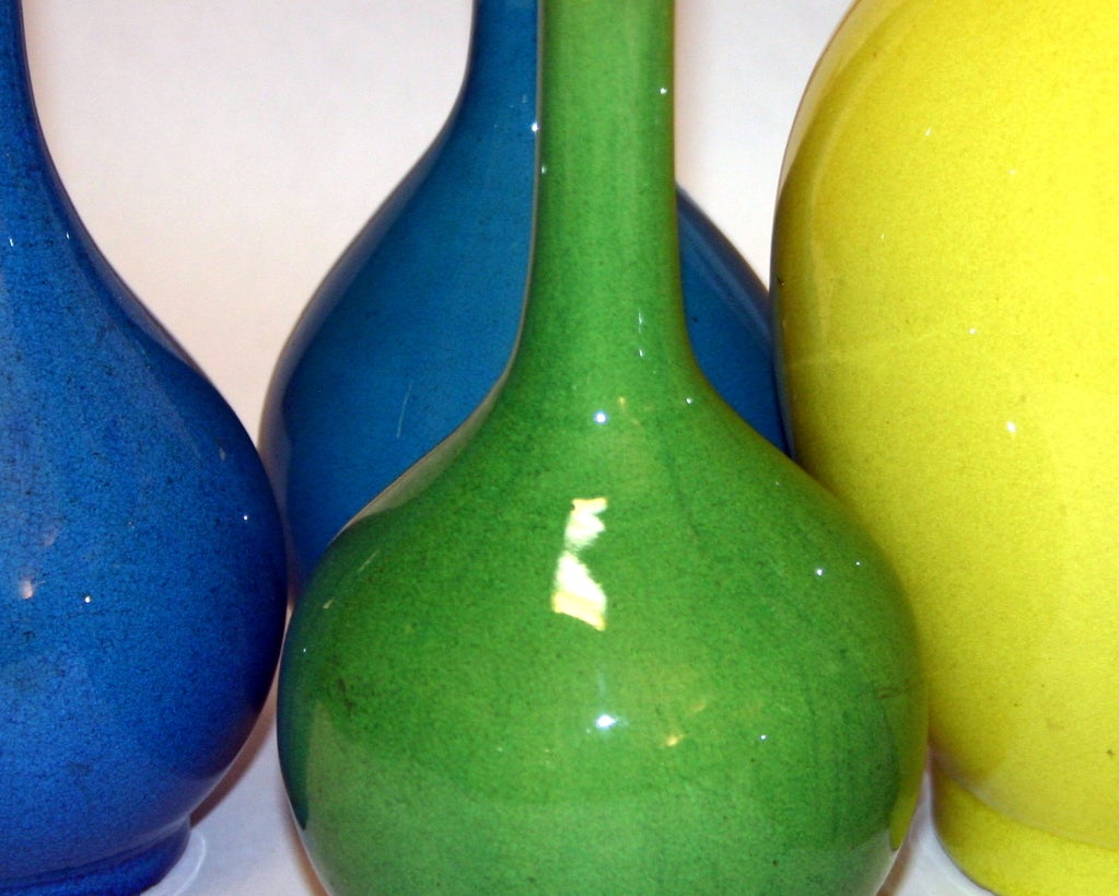 20th Century Vintage Kyoto and Awaji Bottle Vases For Sale