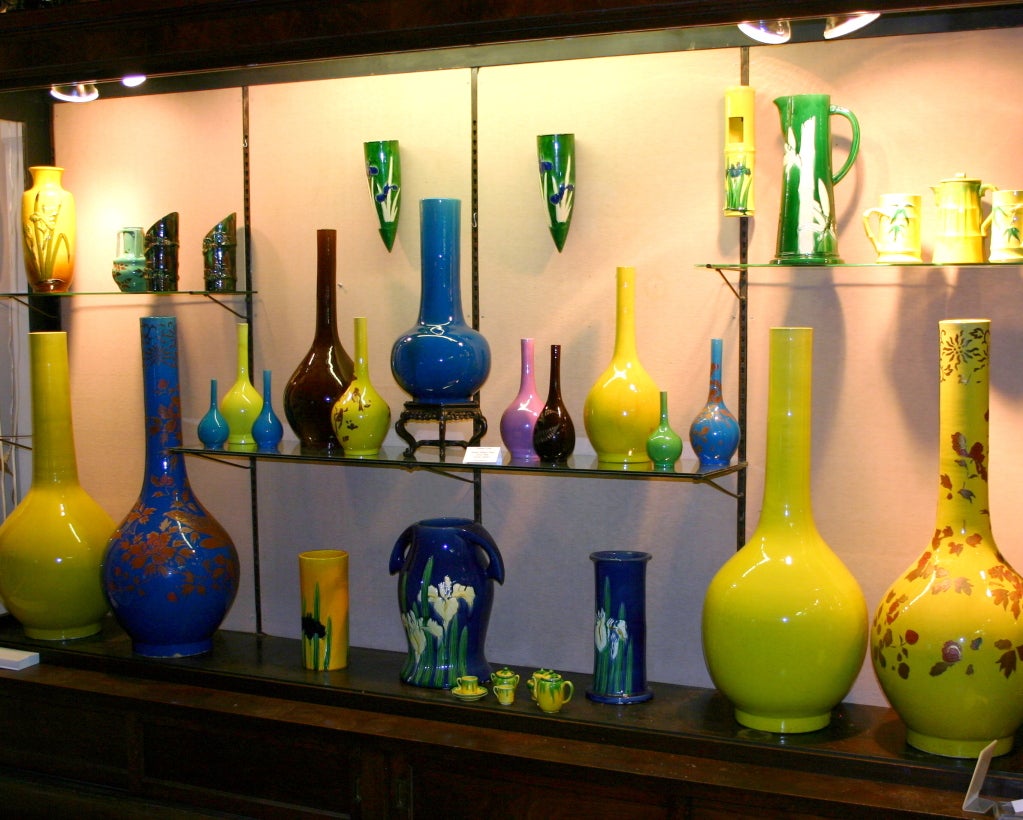 Vintage Kyoto and Awaji Bottle Vases For Sale 1