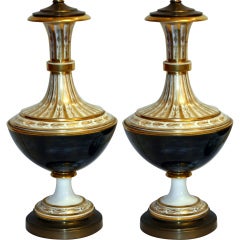 Pair Fine and Early Old Paris Porcelain Lamps