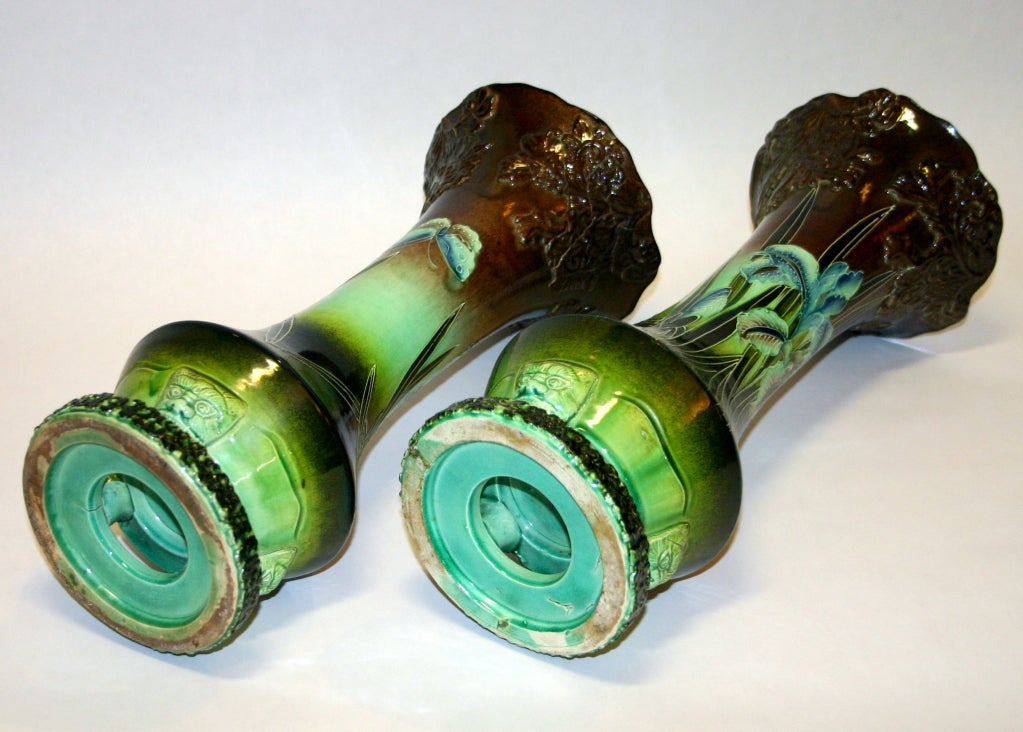 Hand-Crafted Pair Antique Kyoto Vases