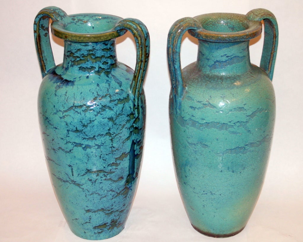 20th Century Large Pair Antique Galloway Urns Vases