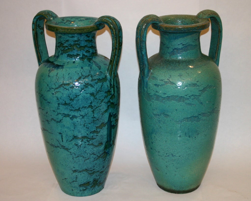 Large Pair Antique Galloway Urns Vases 1