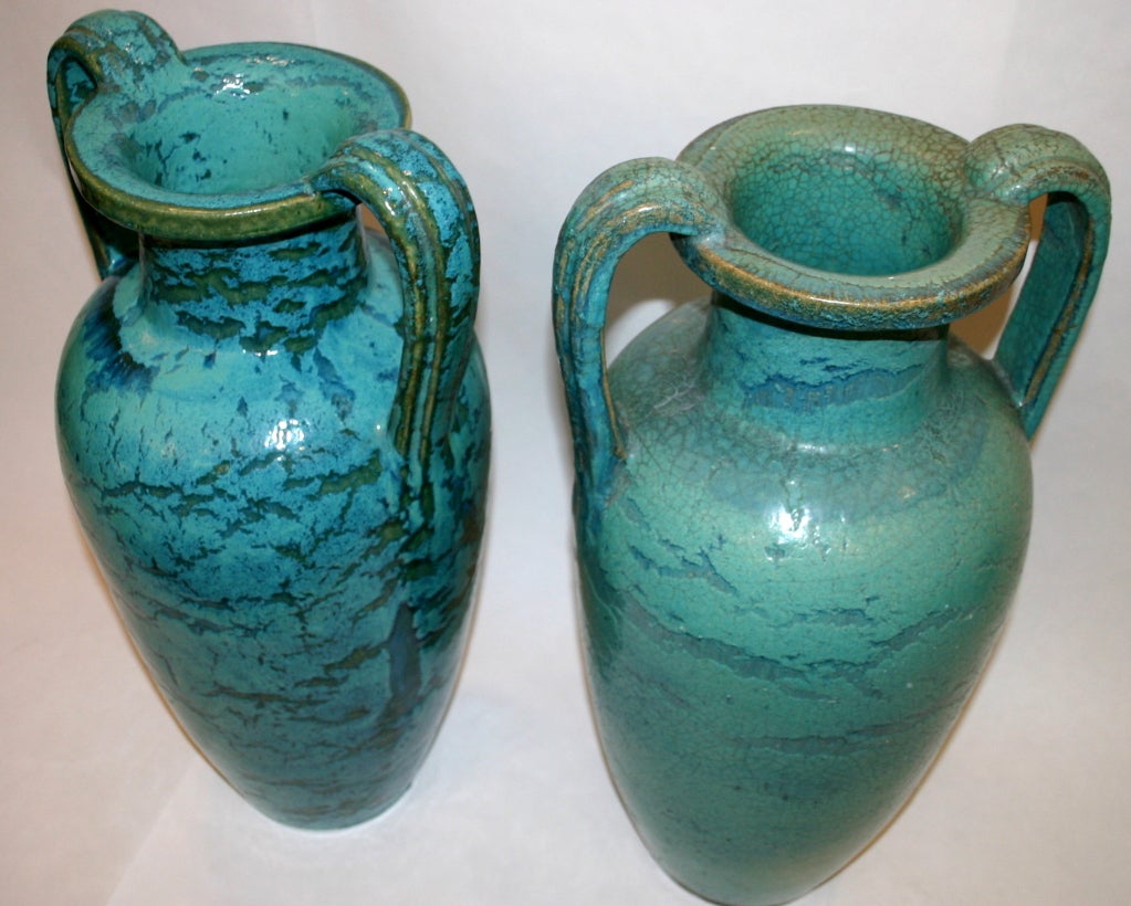 Large Pair Antique Galloway Urns Vases 2