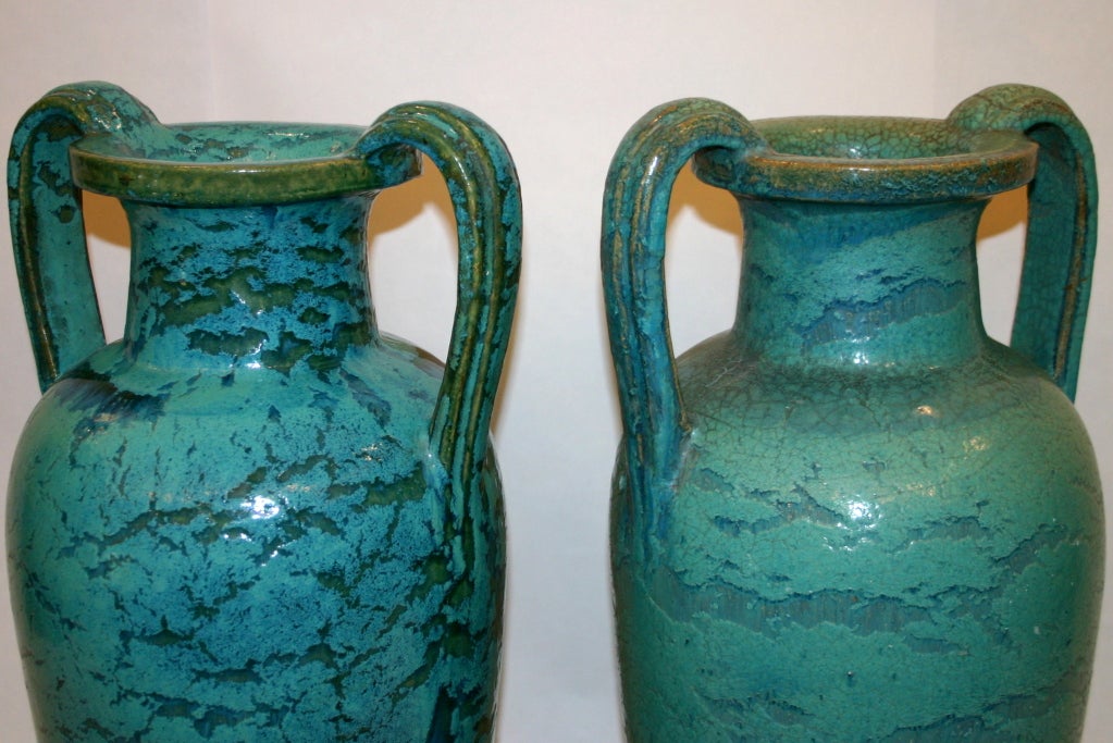 Large Pair Antique Galloway Urns Vases 3