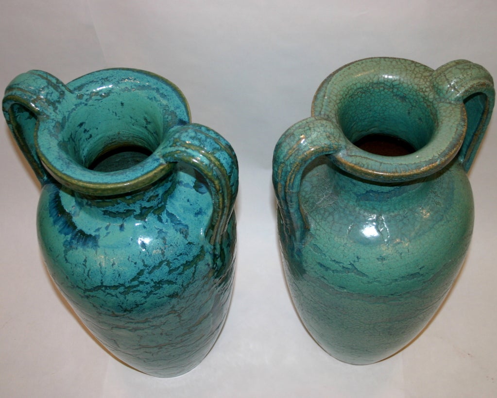 Large Pair Antique Galloway Urns Vases 4
