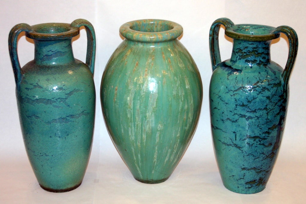 Large Pair Antique Galloway Urns Vases 5