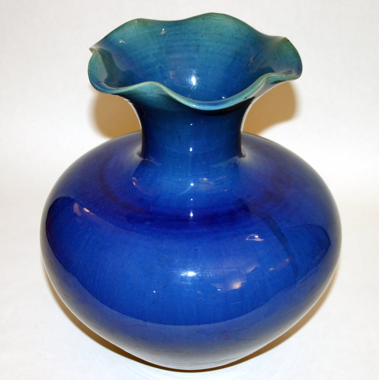 Large Blue Awaji Vase For Sale at 1stdibs