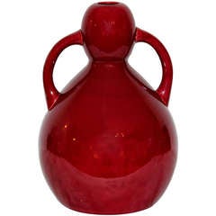 Large Antique Copper Red Majolica Burmantofts Vase