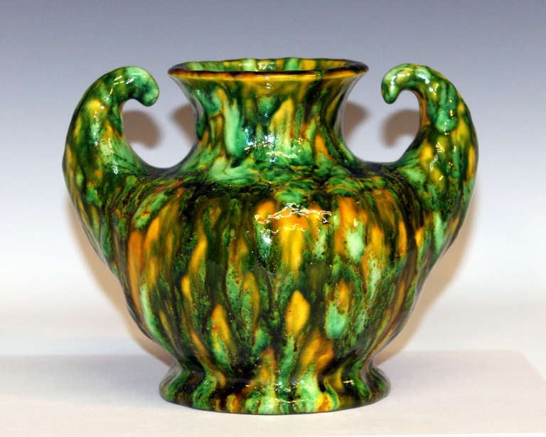 Vintage Awaji pottery vase with large 