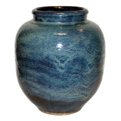 Shigaraki Vase with Naokata or "Blue Souffle" Glaze